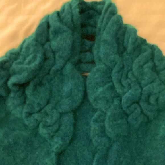 D. Exterior Made In Italy Open Cardigan Sweater in Green. Wool/Mohair. Size S. - Picture 3 of 7